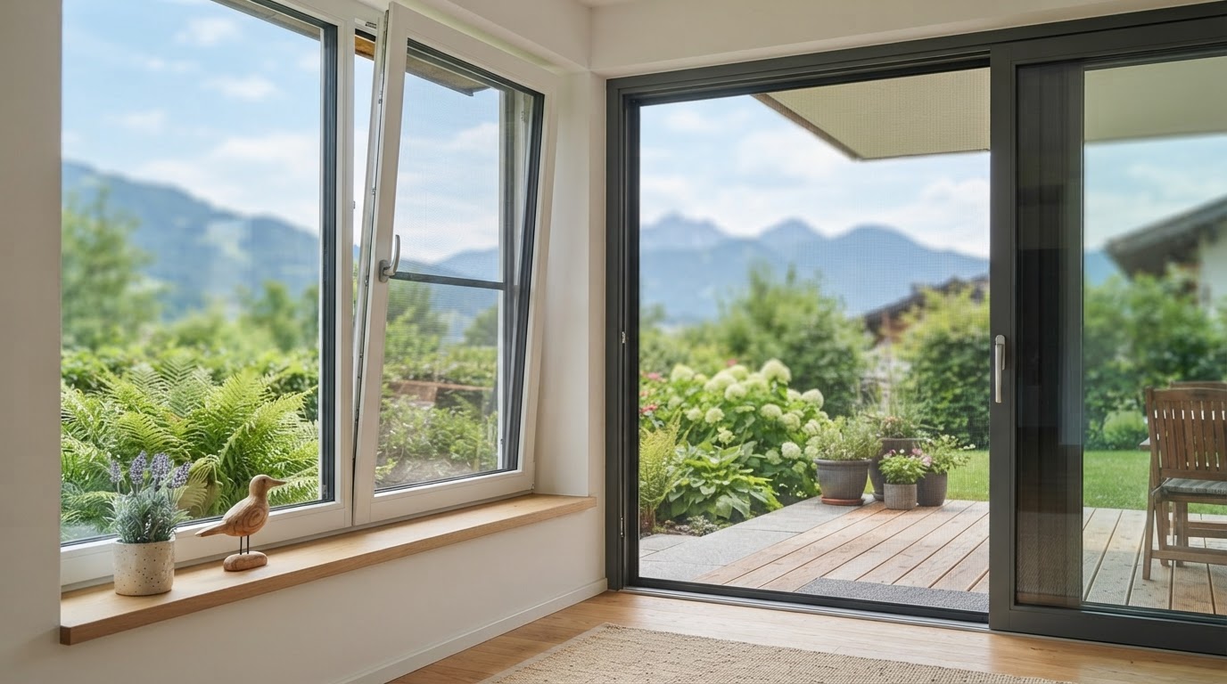 Fenster mit Insektenschutzgitter