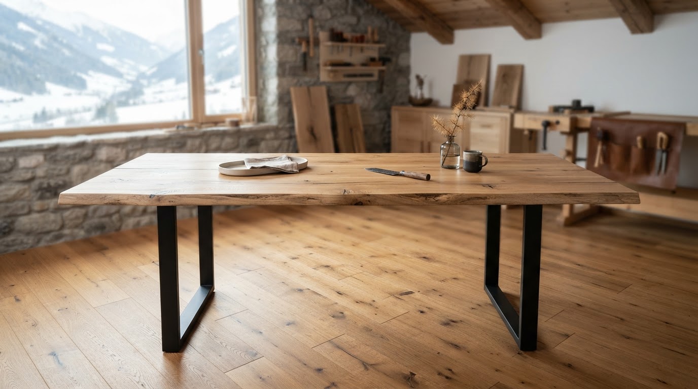 Tischplatte aus Wildeiche