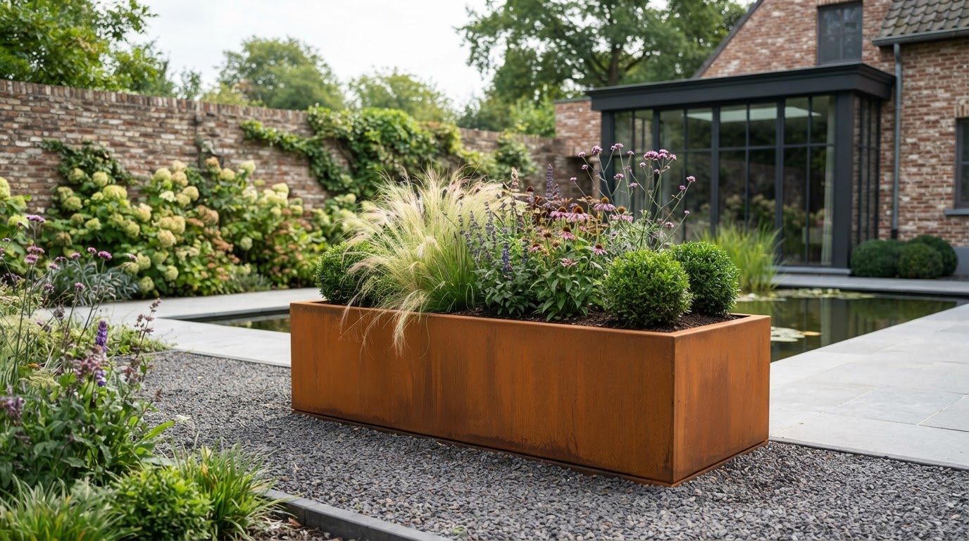 jardinière acier corten sur mesure