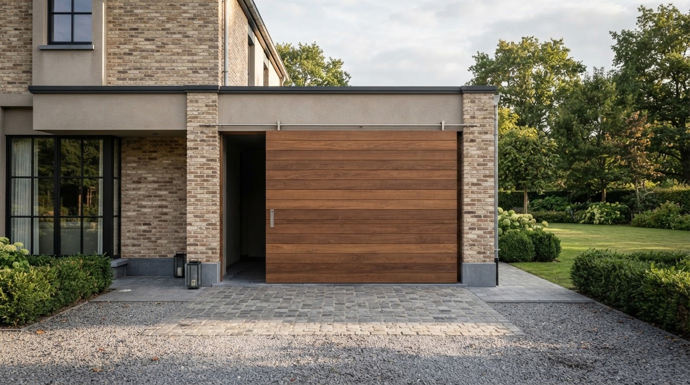 Porte de garage coulissante en bois