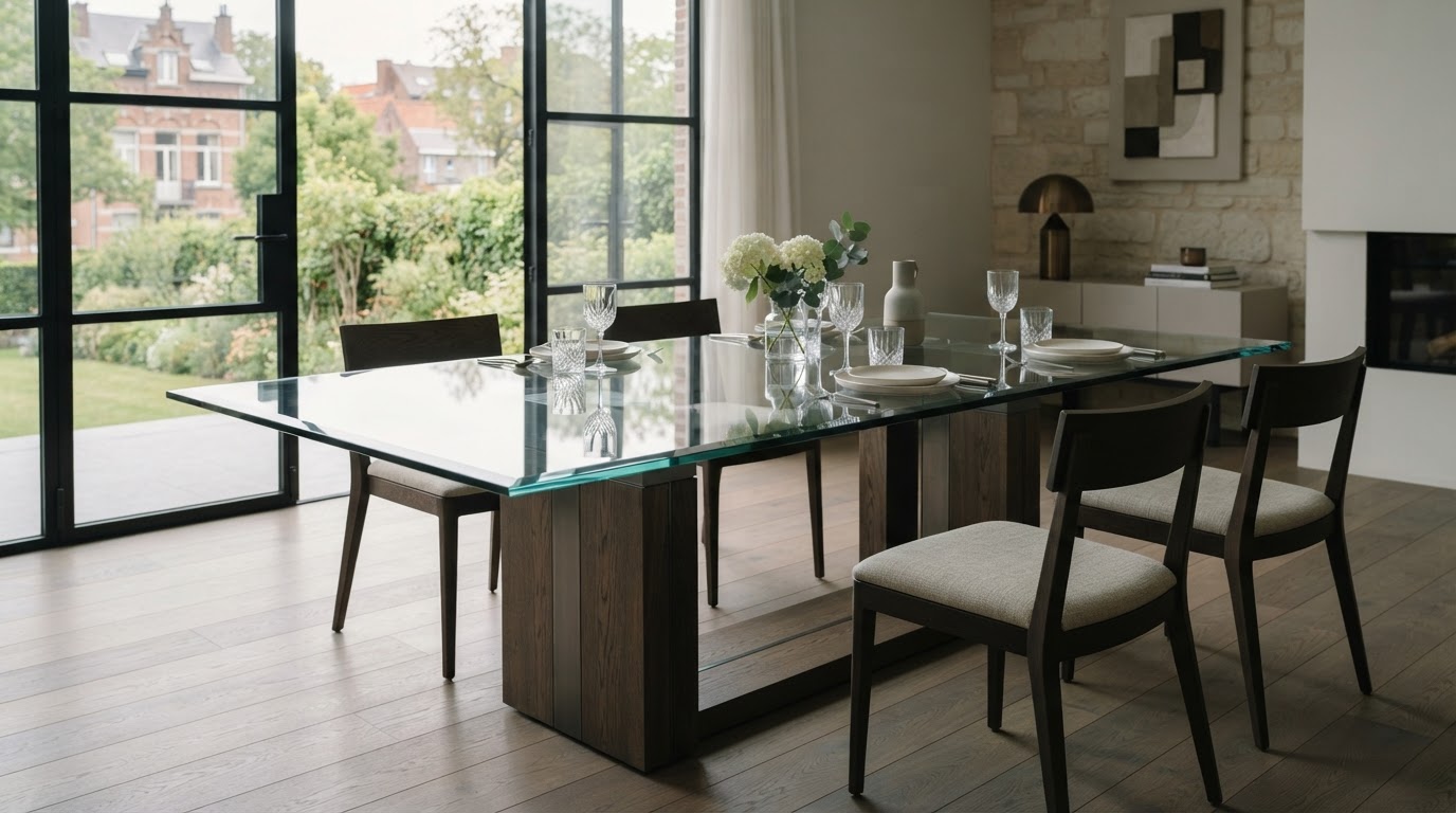 Plateau en verre sur mesure pour table