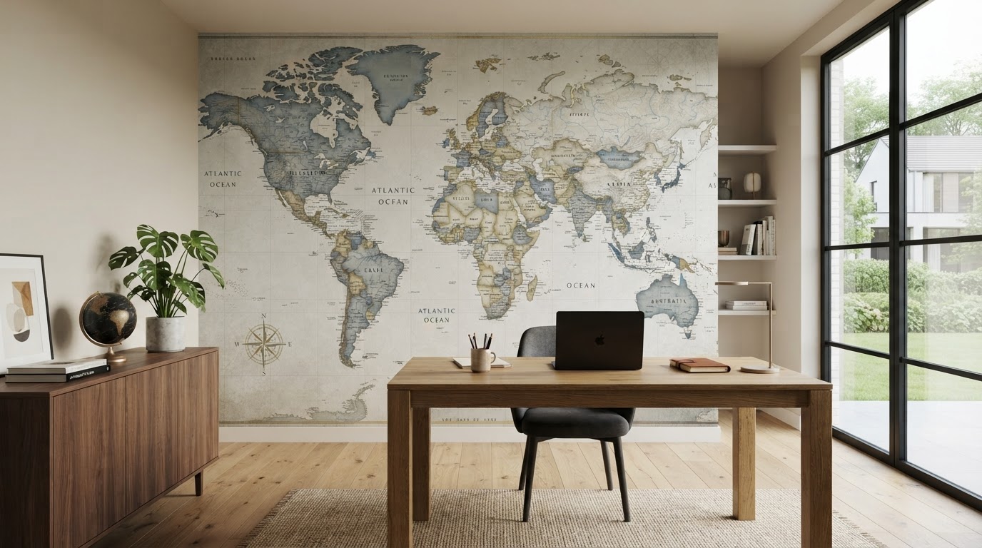 Wereldkaart fotobehang op maat