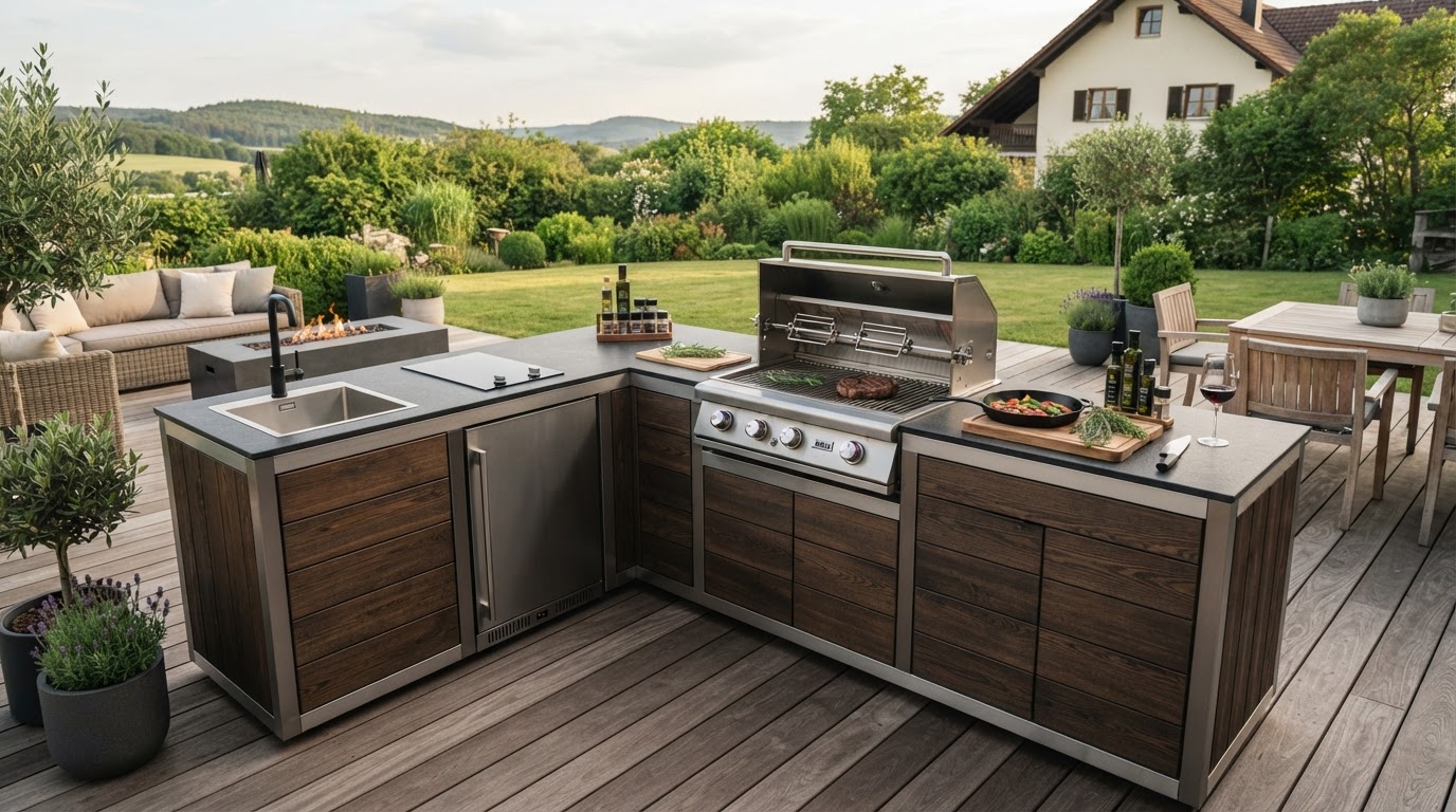Outdoor-Küche nach Maß im Garten