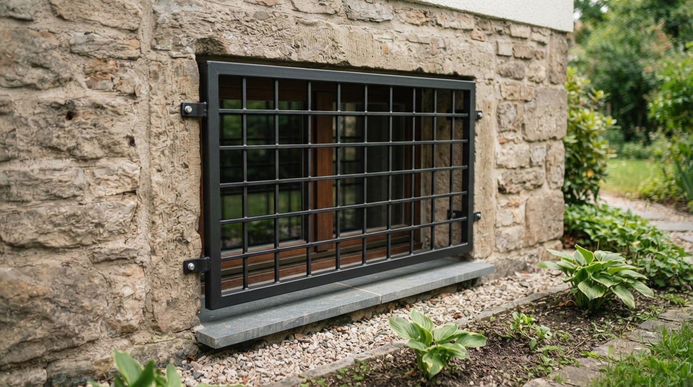 Kellerfenster mit maßgefertigtem Sicherheitsgitter