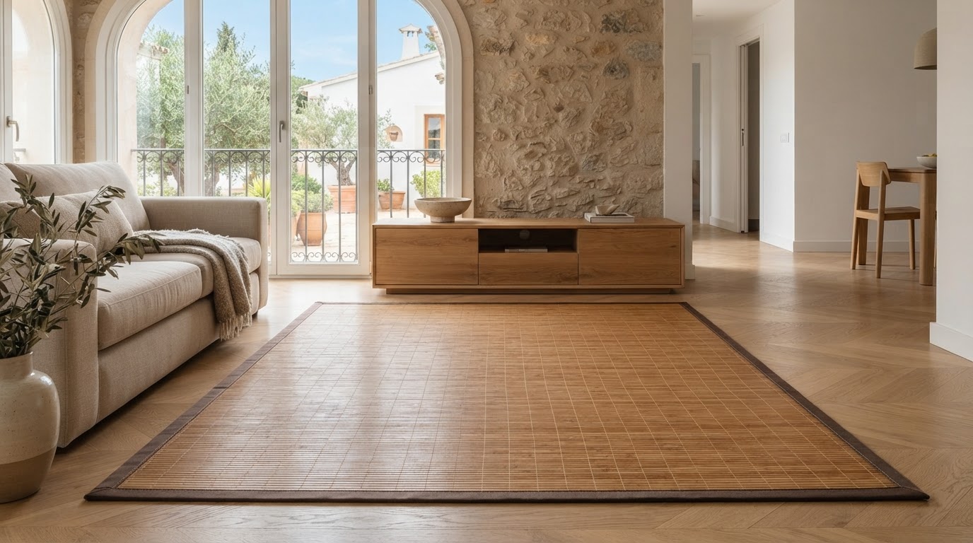 alfombra de bambú