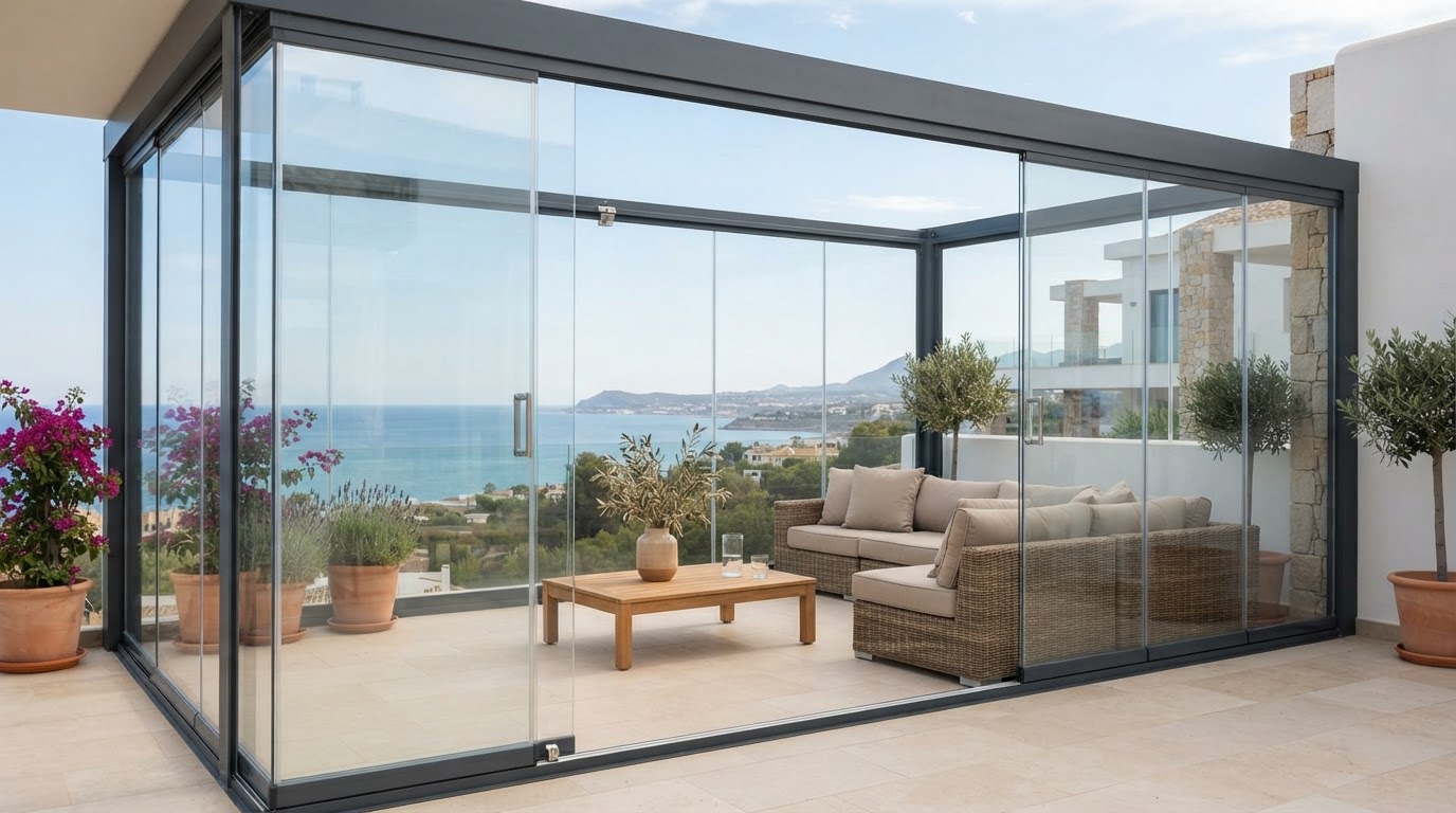Cerramiento de lona transparente para terraza