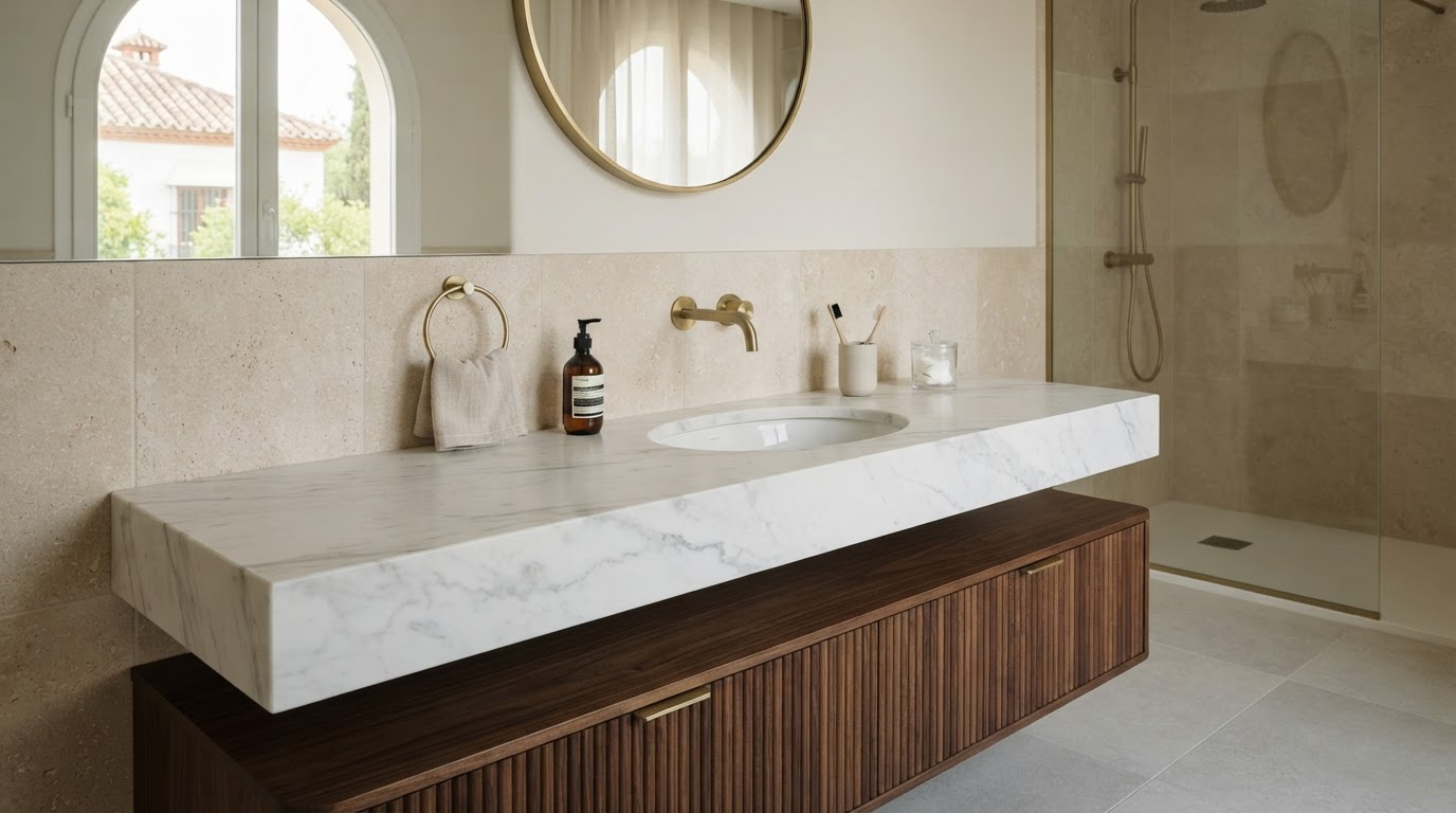 encimera de baño de mármol a medida