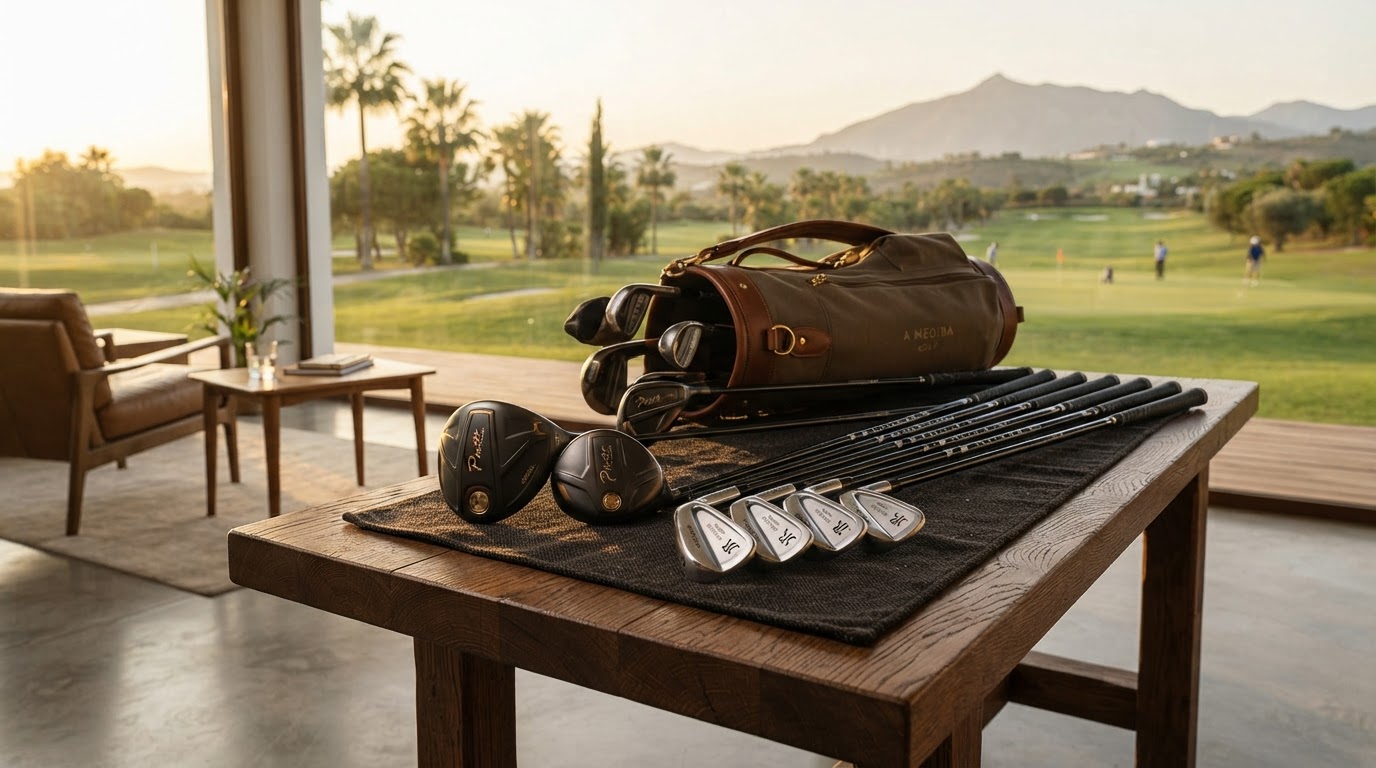 golfer con palos a medida