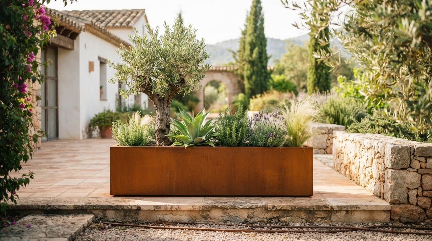Jardinera de acero corten a medida