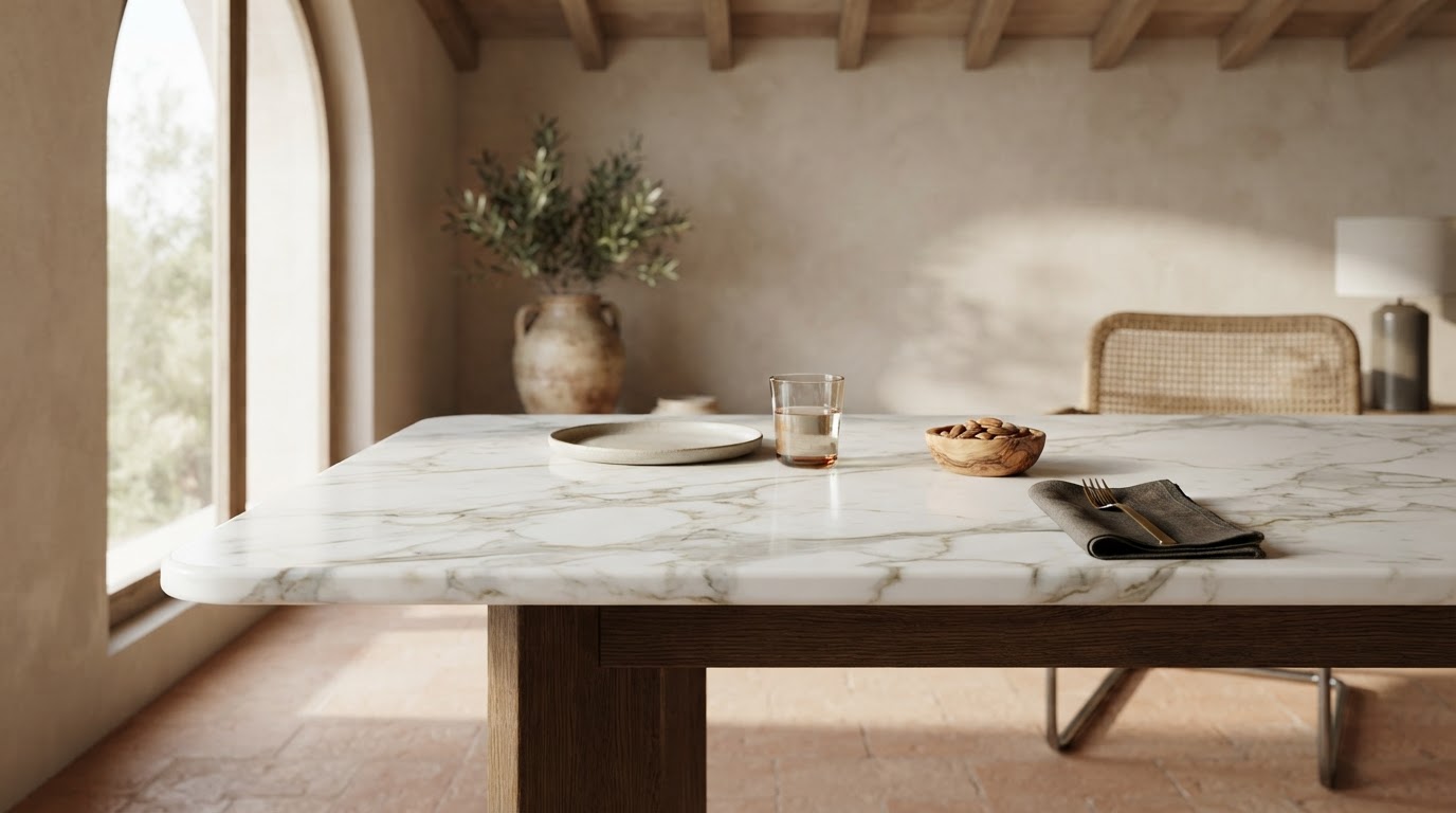 encimera de mesa de mármol