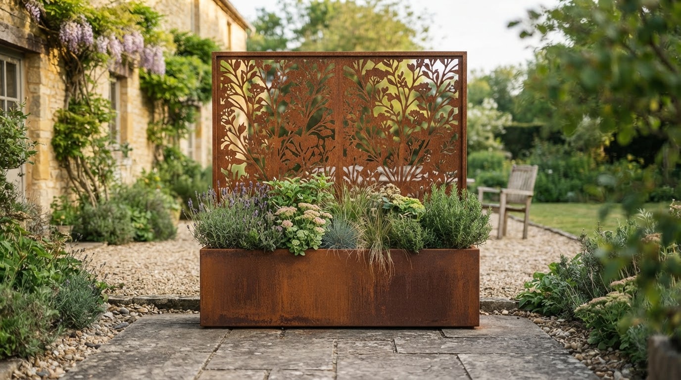 Jardinière en acier Corten sur mesure