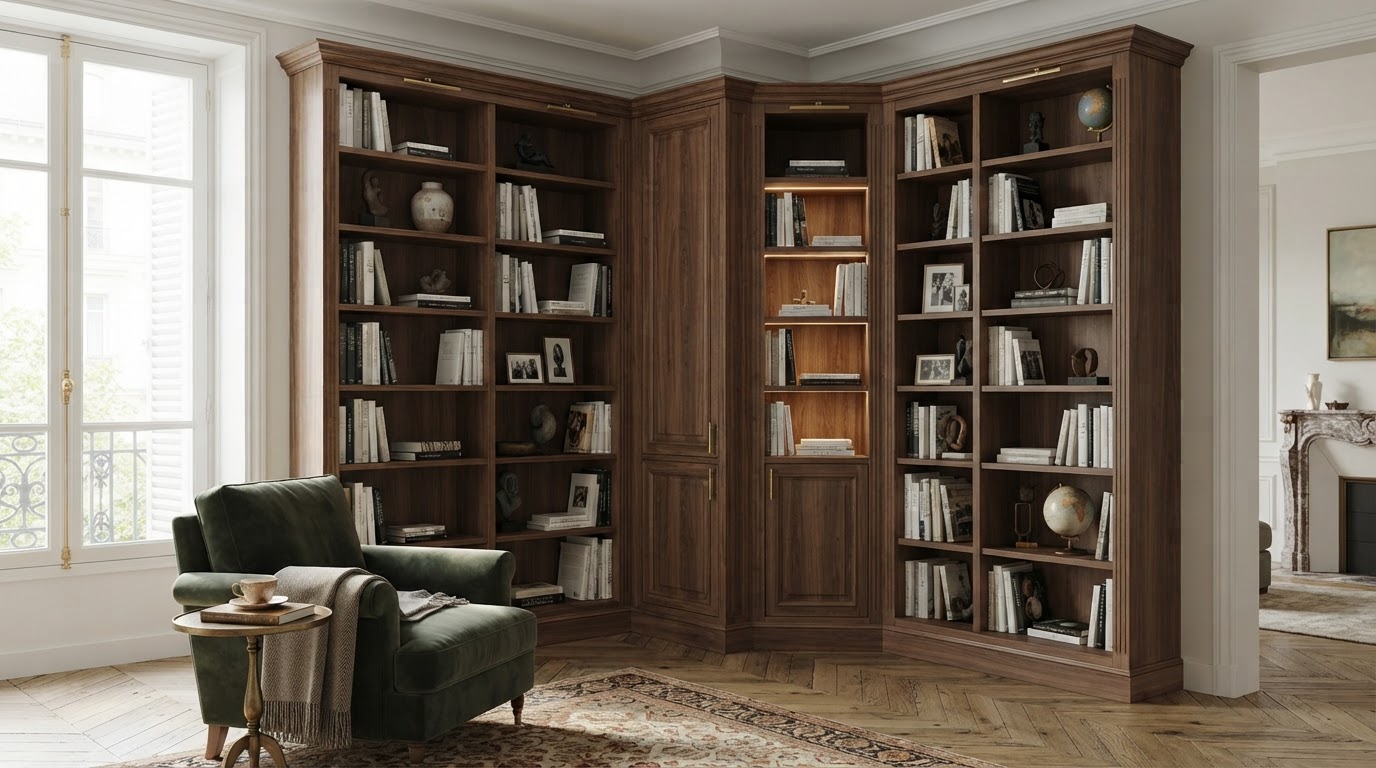 Bibliothèque d'angle sur mesure