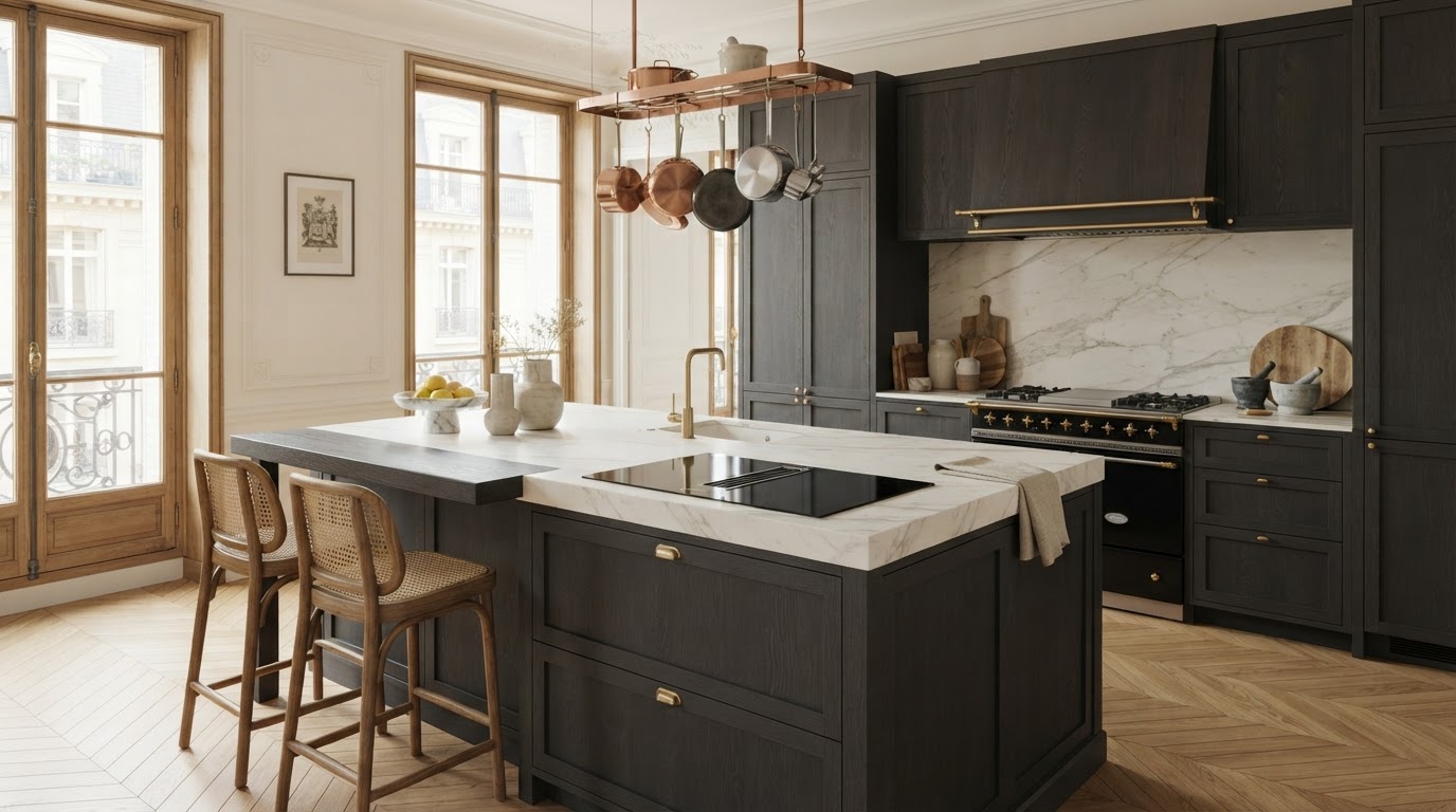 Cuisine sur mesure avec îlot central