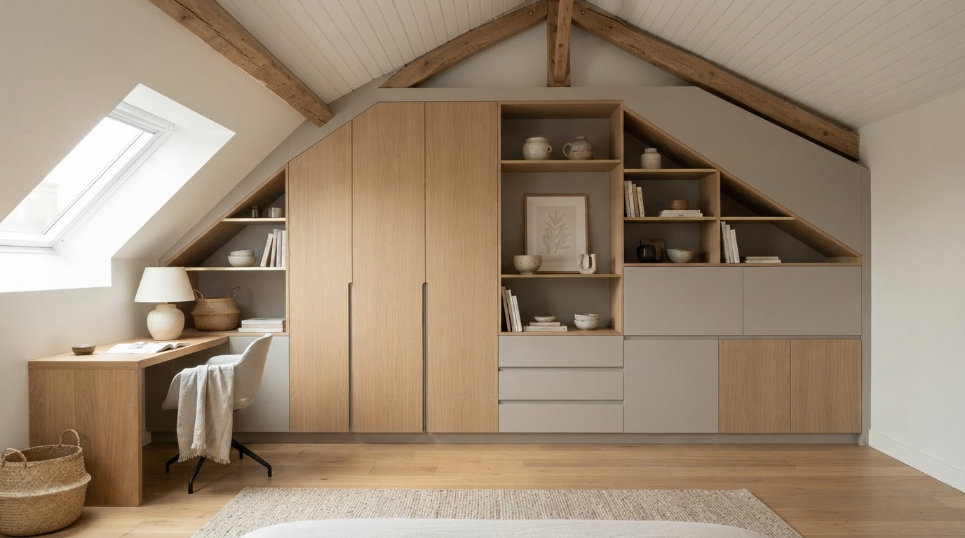 Meuble sur mesure sous une pente de toit