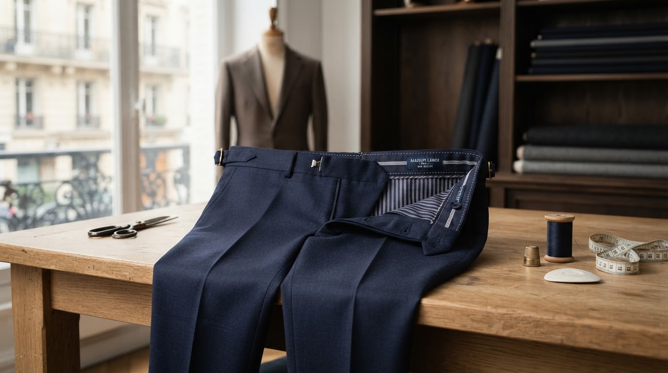homme portant un pantalon sur mesure