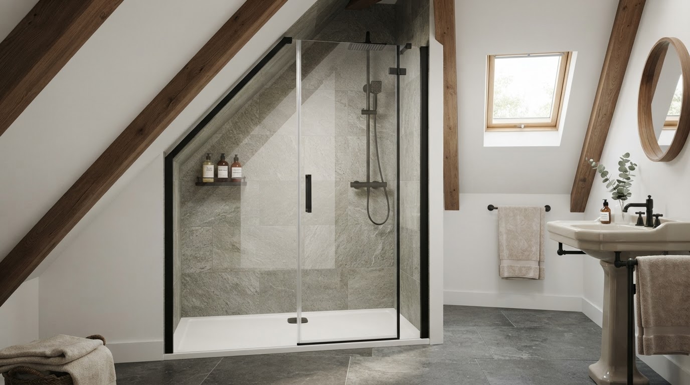 paroi de douche sur mesure sous pente