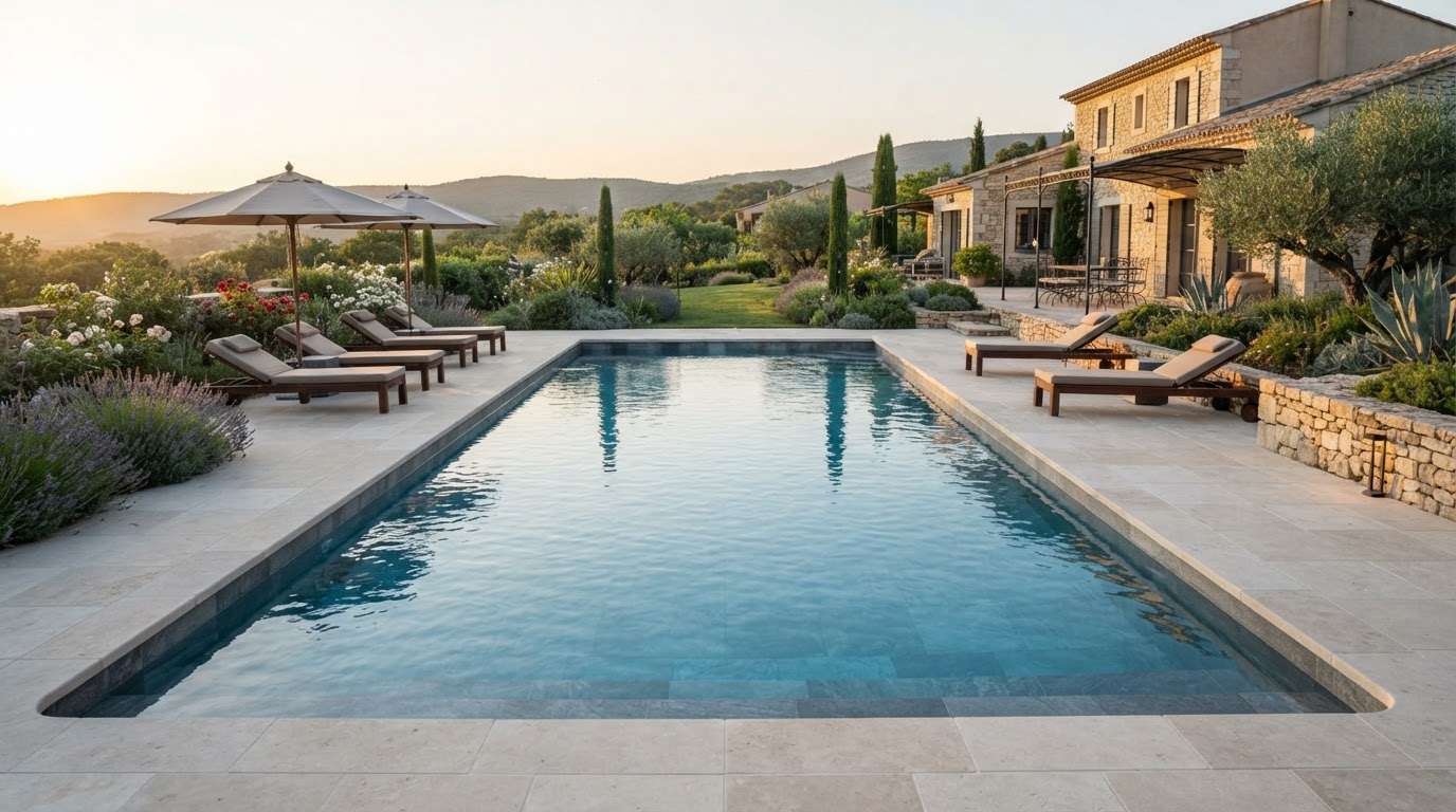 piscine sur mesure dans un jardin