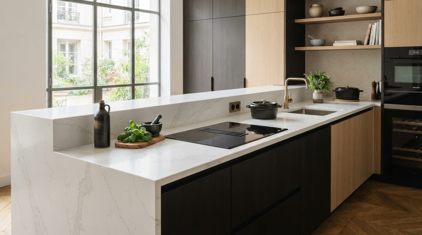 Plan de travail en quartz sur mesure