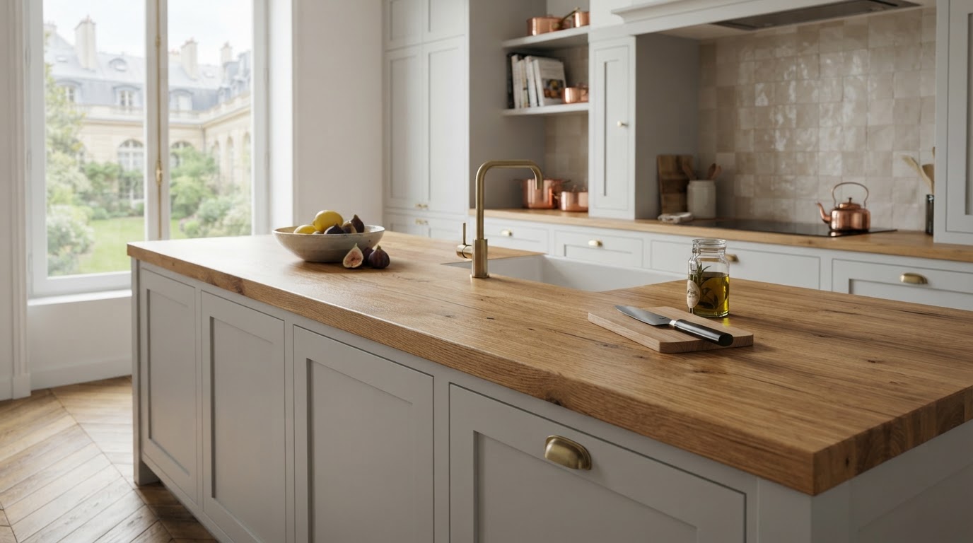 Plan de travail en bois sur mesure
