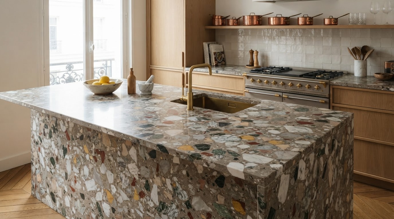 Plan de travail en terrazzo sur mesure