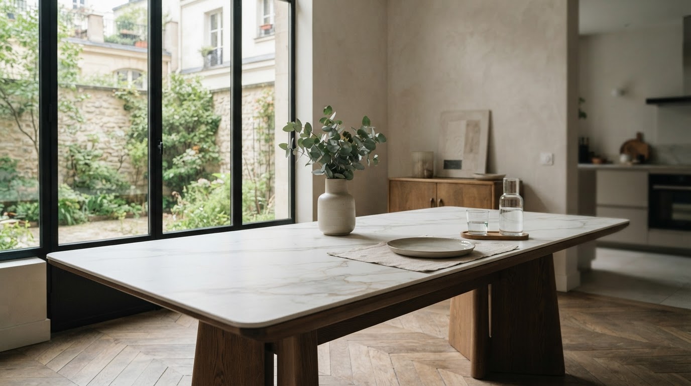 plateau ceramique sur table