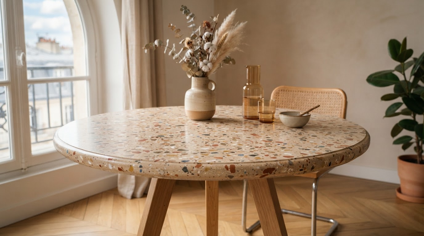 Plateau en terrazzo fait sur mesure