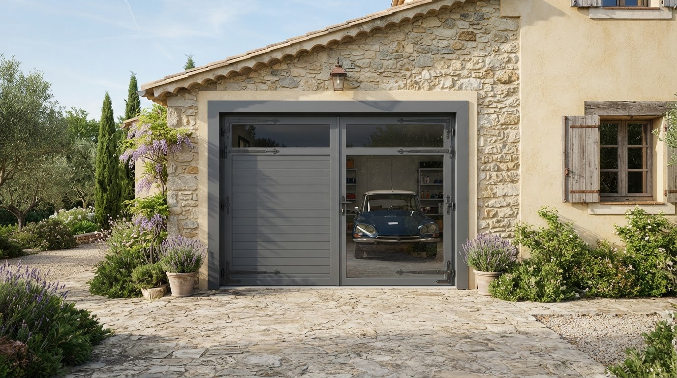 Porte de garage battante sur mesure en aluminium
