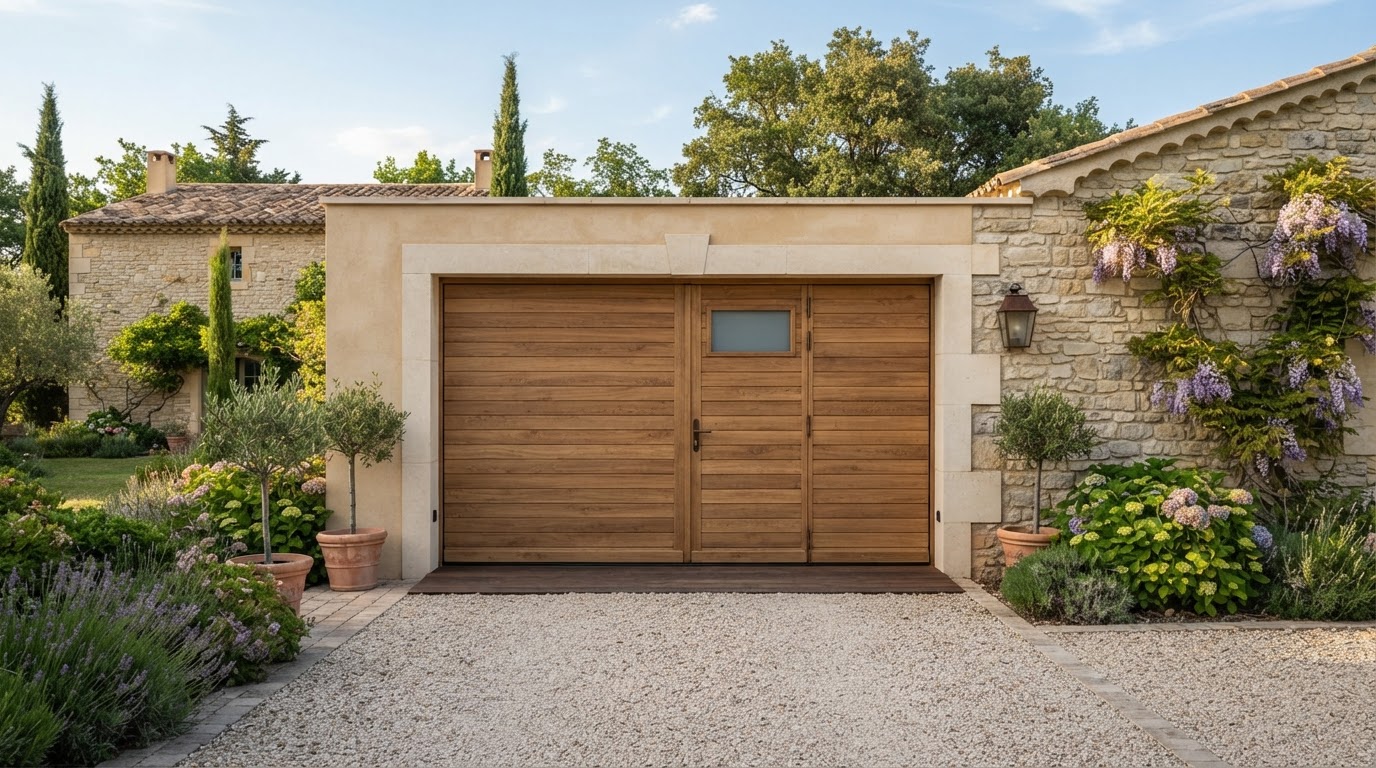 porte de garage en bois sur mesure