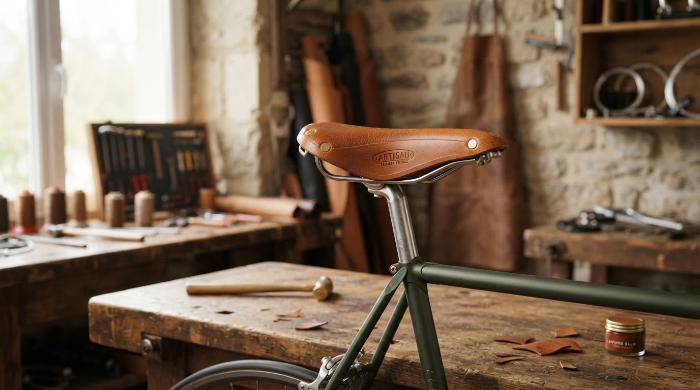 cycliste sur une selle de vélo sur mesure