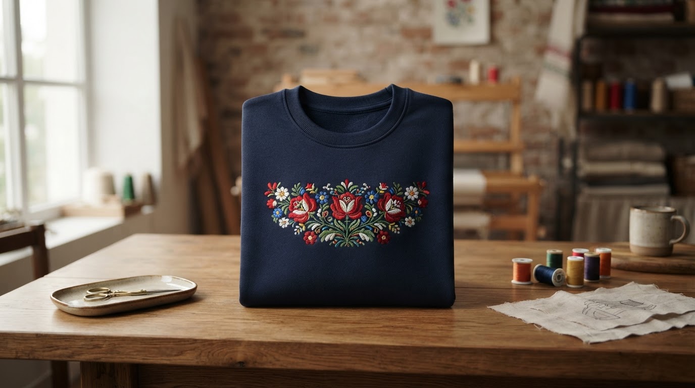 egyedi hímzett pulóver