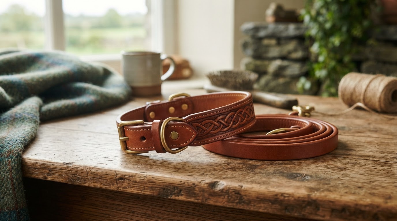 Dog wearing a bespoke collar
