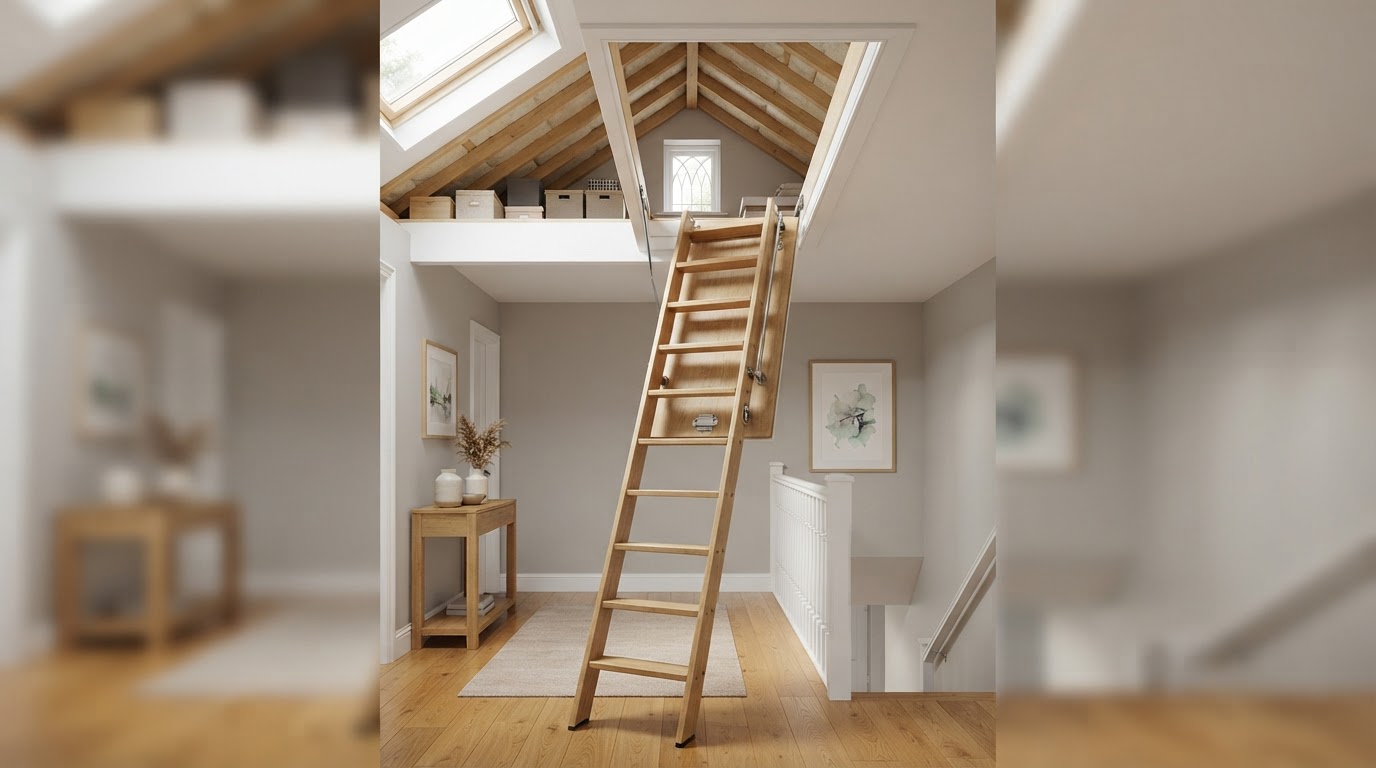 Bespoke loft ladder installed in a ceiling
