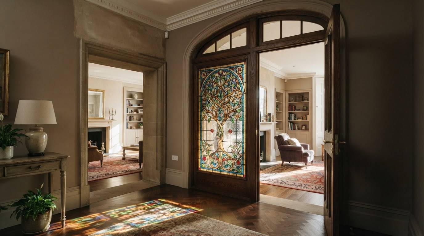 Bespoke stained glass panel design