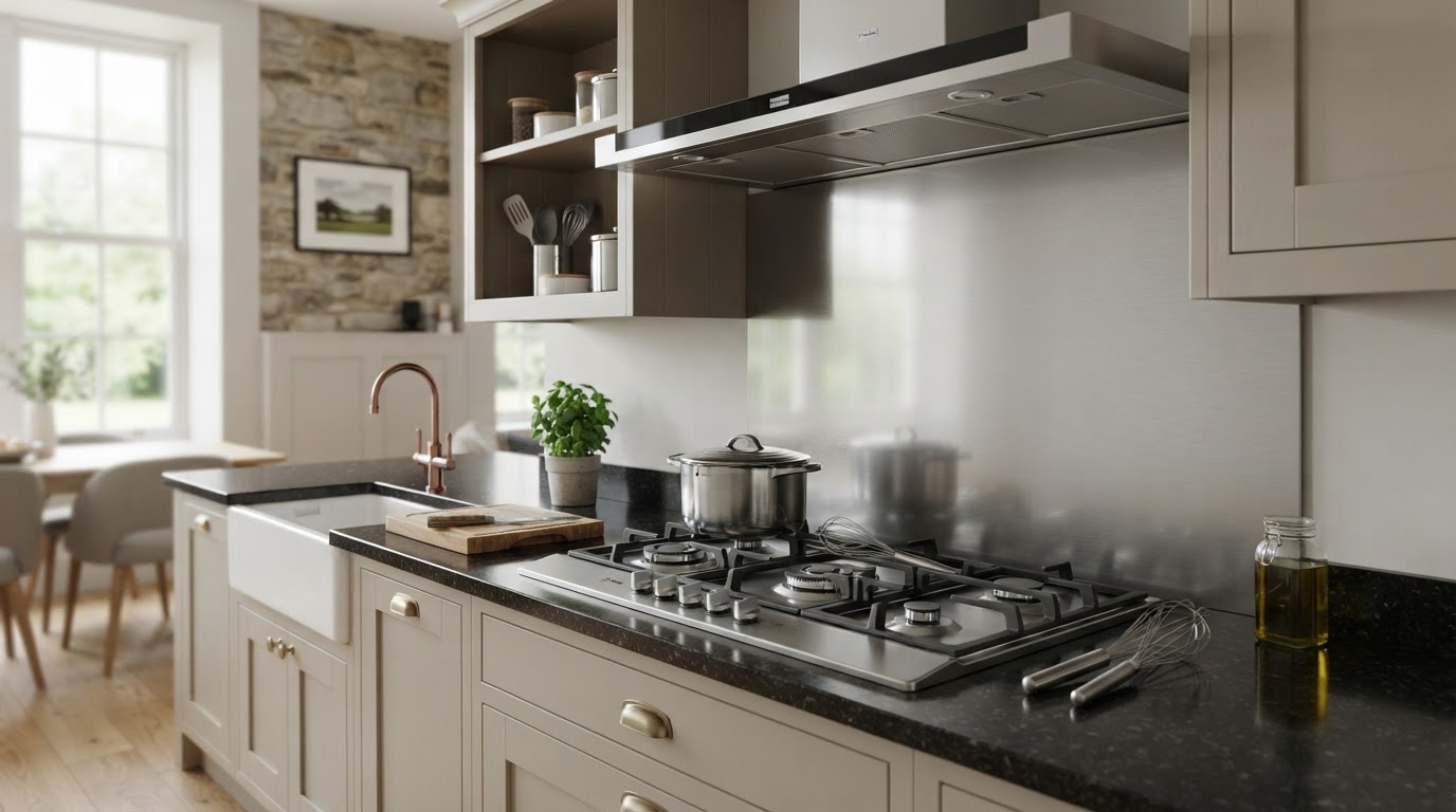 stainless steel kitchen splashback