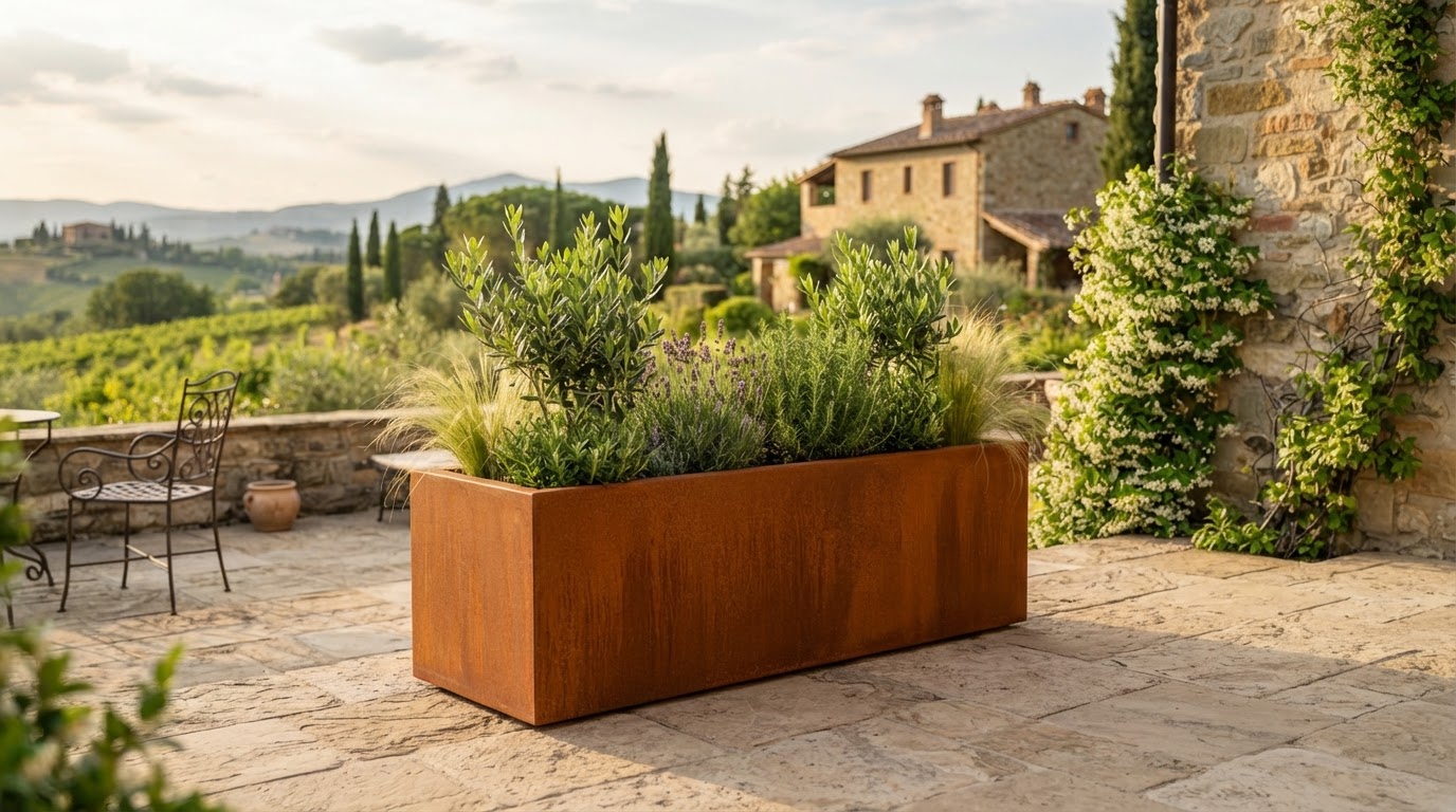 fioriera in corten su misura