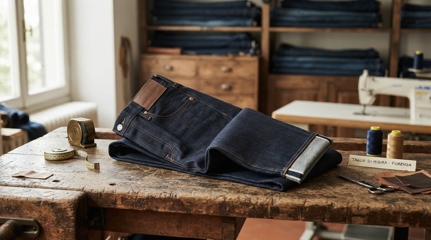Modello con jeans su misura