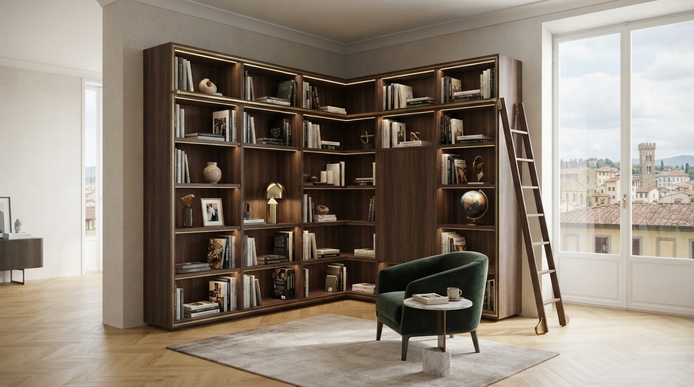 Libreria angolare su misura