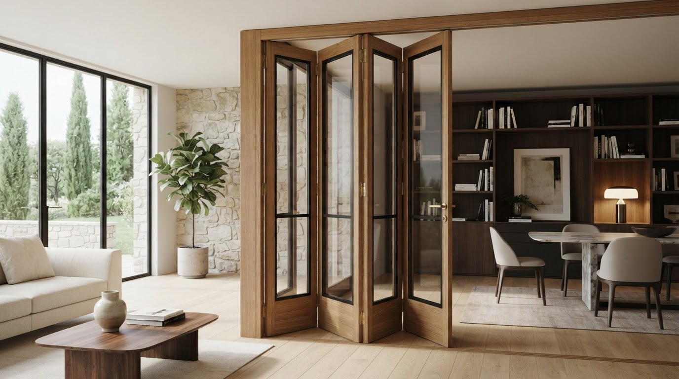 Porta a soffietto in legno su misura