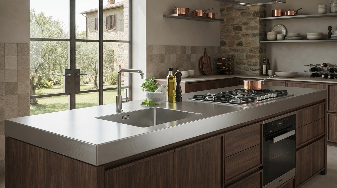 top cucina acciaio inox