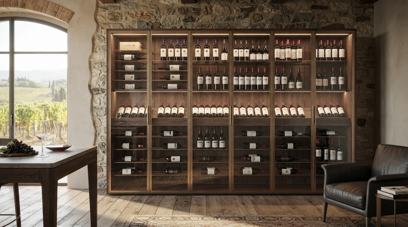 vetrina per vino su misura