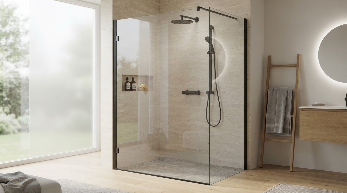 Douchewand op maat in moderne badkamer