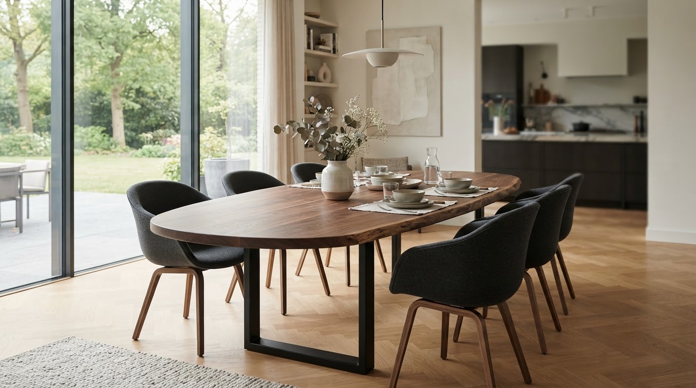 Op maat gemaakte eettafel van hout