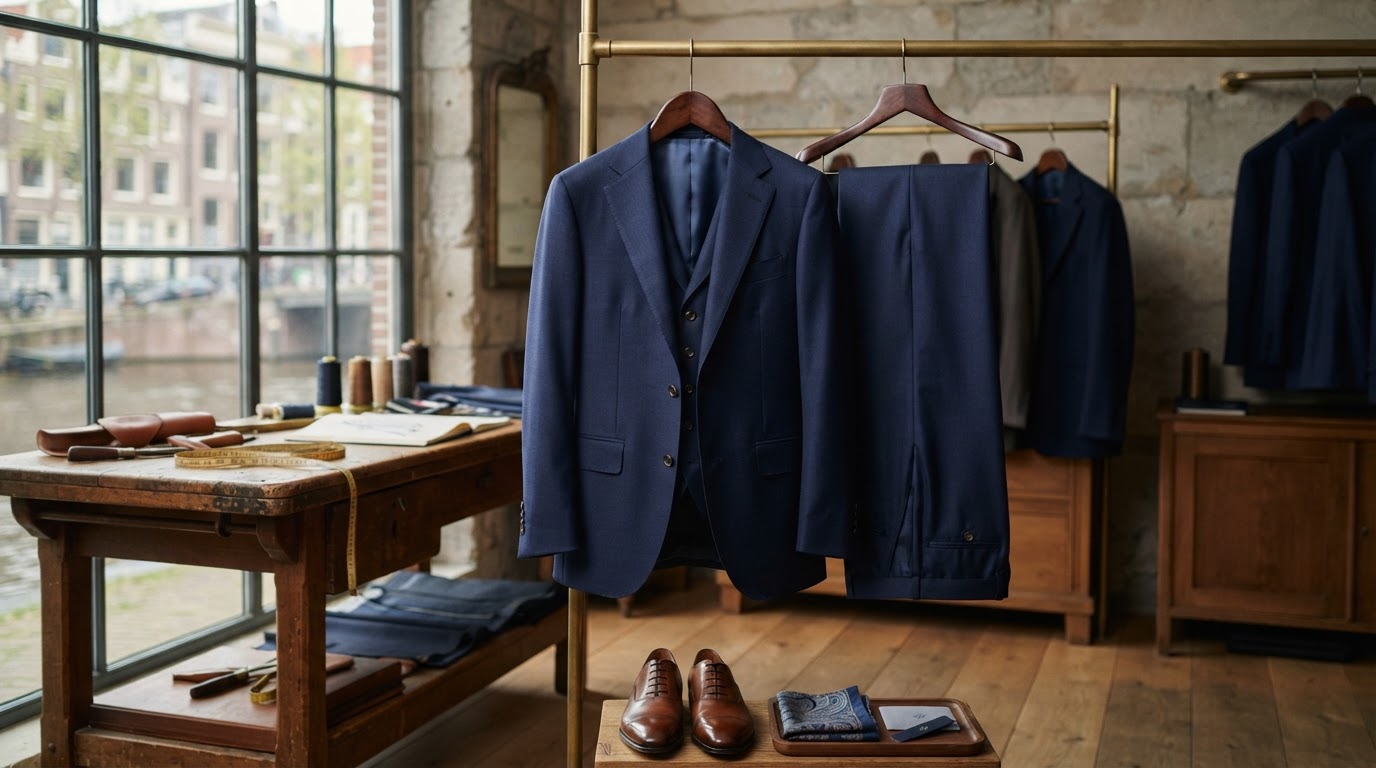 model in op maat gemaakte kleding