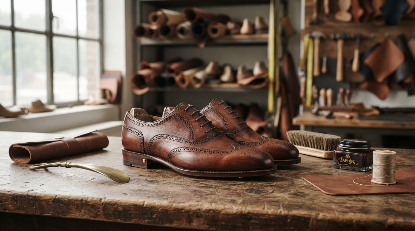man die op maat gemaakte schoenen draagt