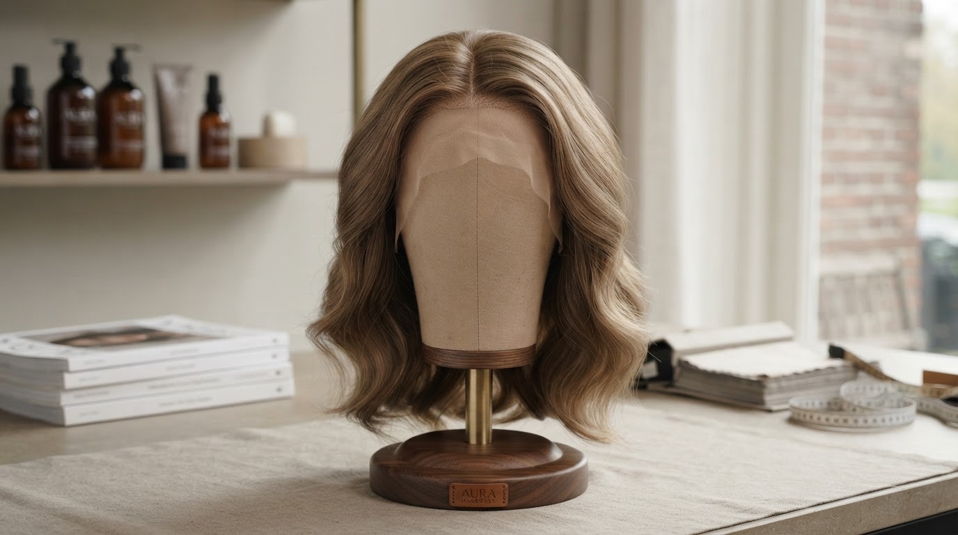 model met op maat gemaakte pruik