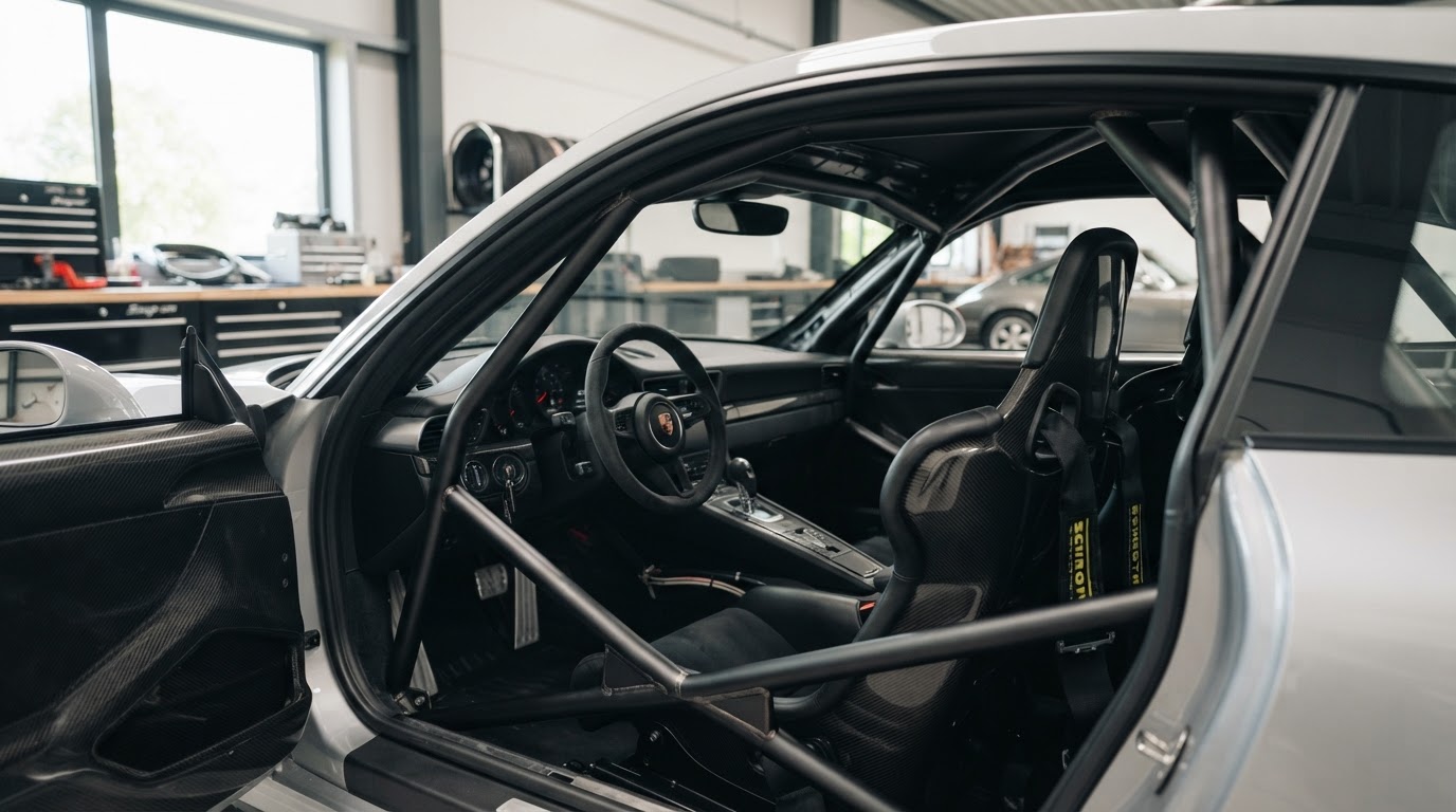 Op maat gemaakte rolkooi in een raceauto