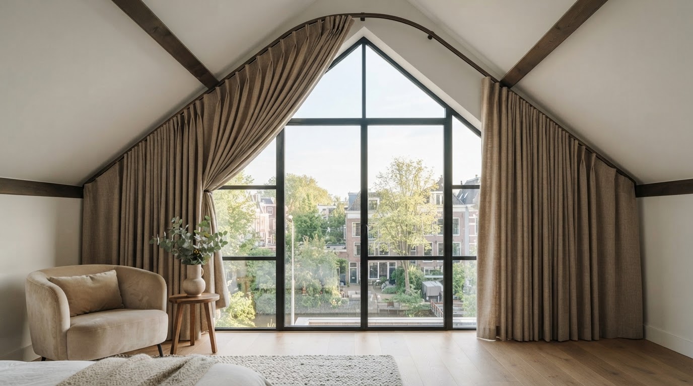 schuine gordijnen op maat
