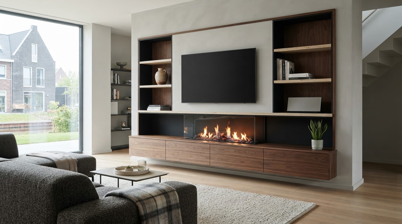 tv meubel op maat met haard