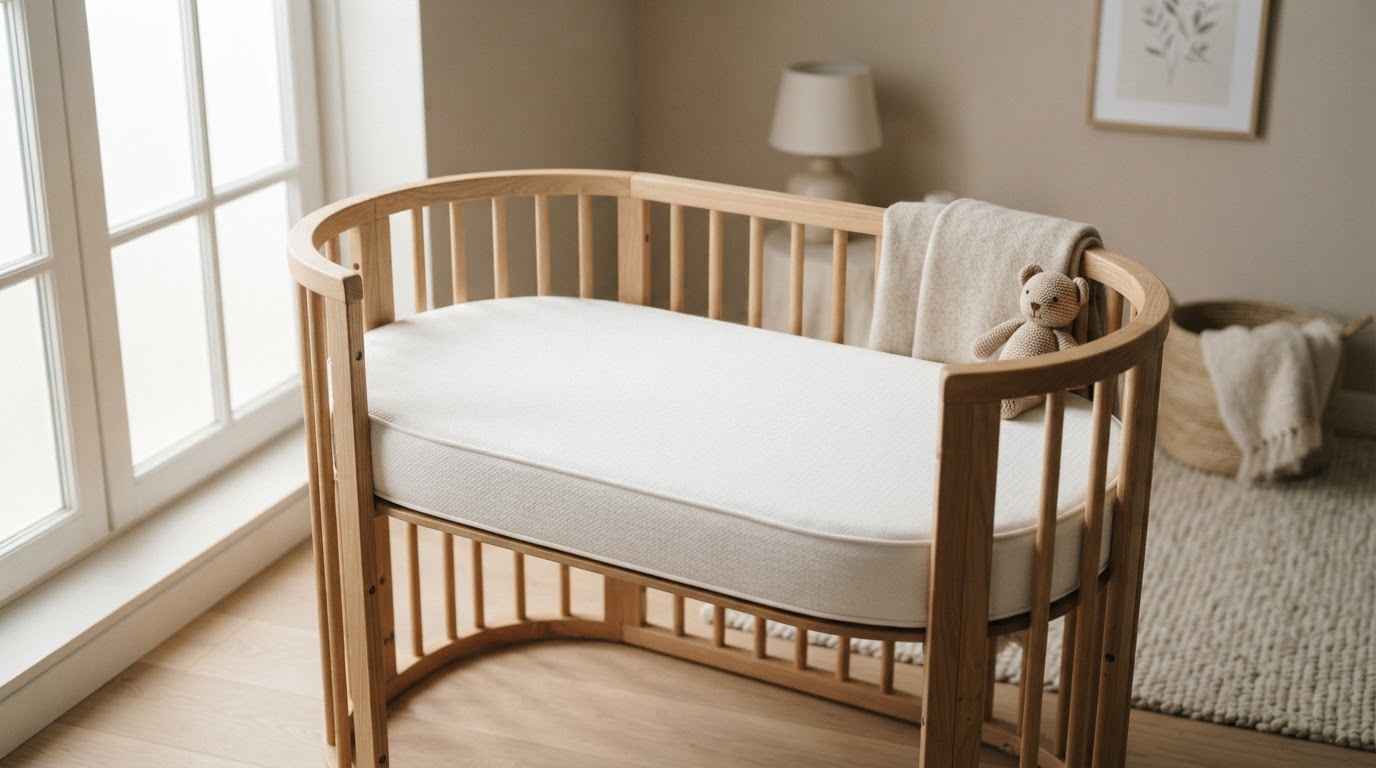 baby slaapt op matras