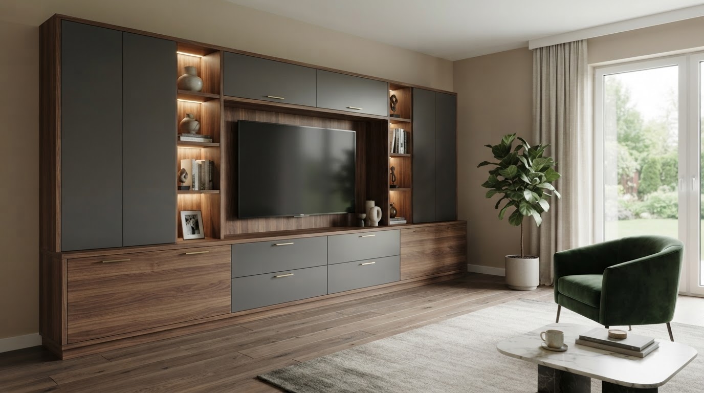 Nowoczesny salon z meblami na wymiar